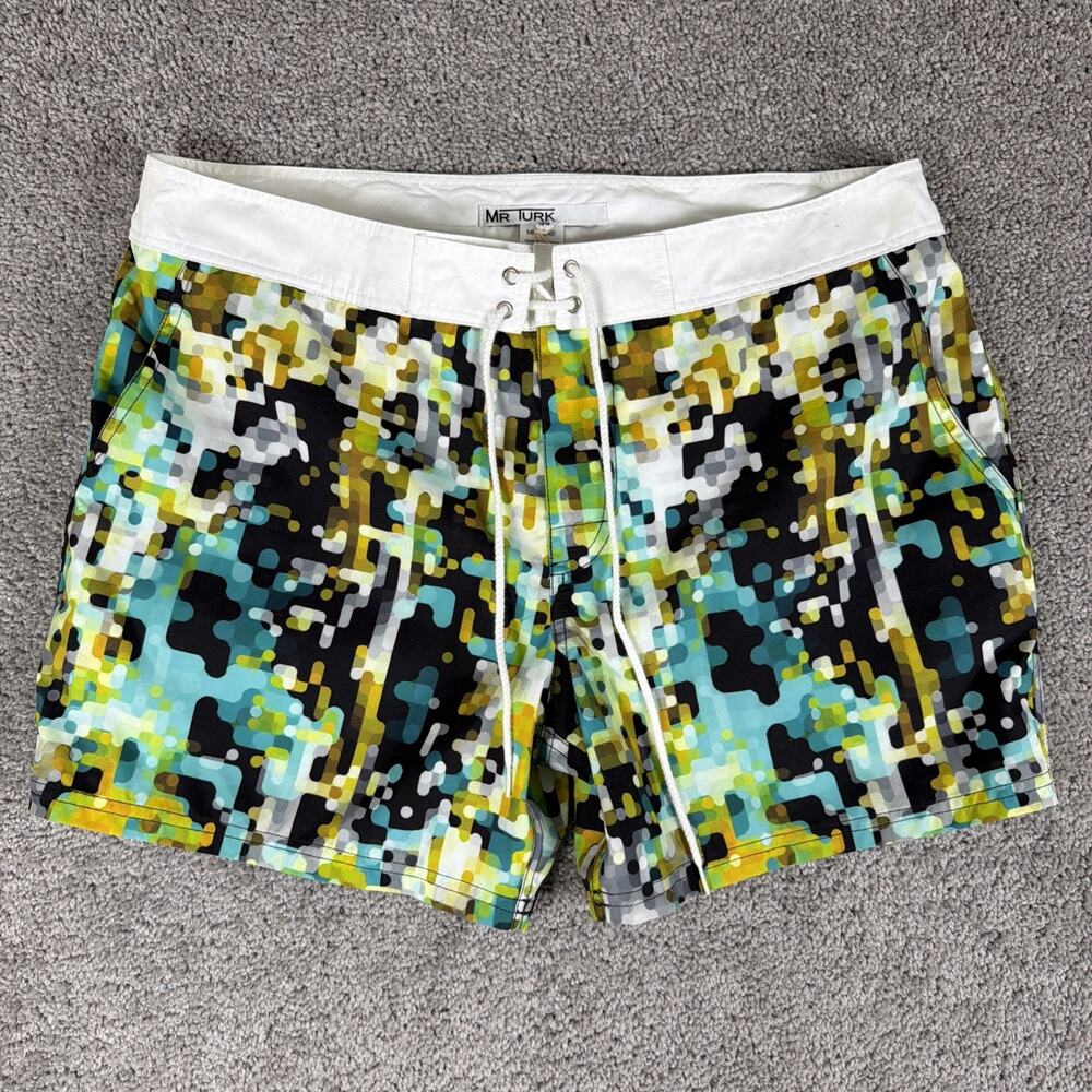 Mr Turk Hermosa Beach Board Shorts Mens 34 Multicolor Digi Camo 4" Lined NWT